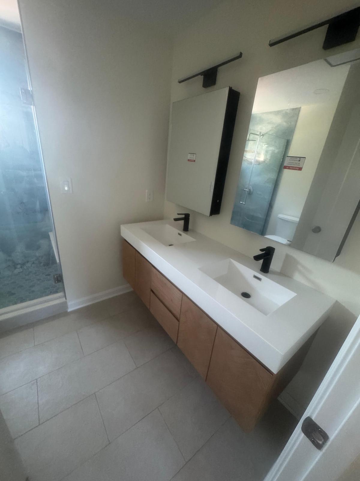 Bathroom after renovation dust cleaning